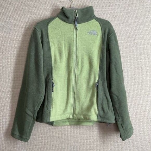 The North Face Two Tones Green Full Zip Fleece Jacket Women Size Medium - Picture 7 of 9